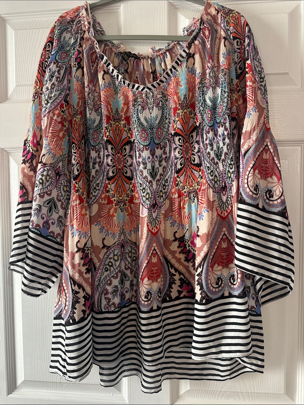 Melissa Paige Boho Floral Paisley Peasant Top in Multicolor